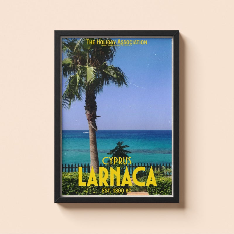 TNESSENTIAL Larnaca Cyprus Travel Poster | Vintage Summer Vacation Wall Art - Image 1