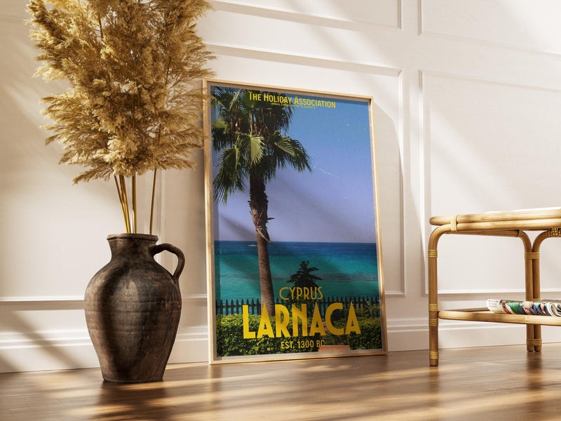 TNESSENTIAL Larnaca Cyprus Travel Poster | Vintage Summer Vacation Wall Art - Image 2
