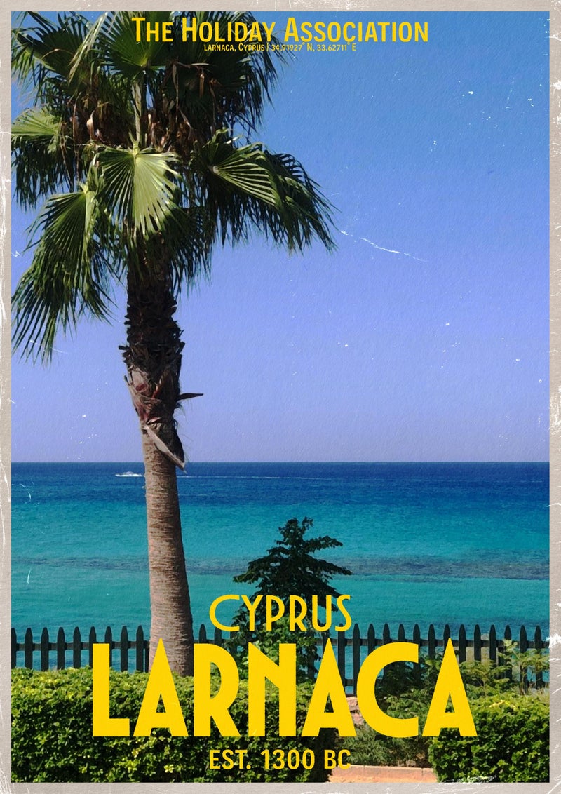 TNESSENTIAL Larnaca Cyprus Travel Poster | Vintage Summer Vacation Wall Art - Image 3