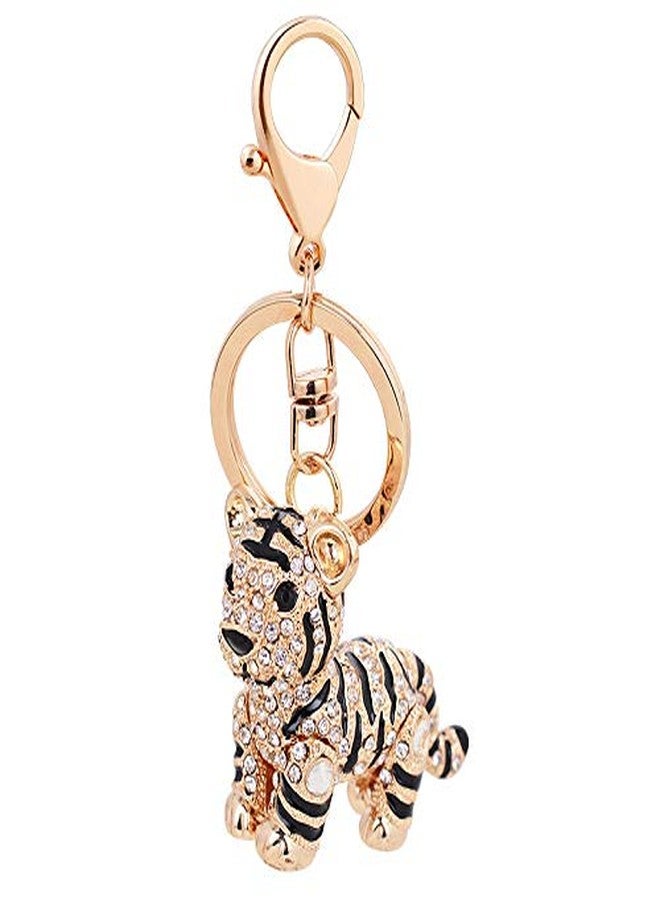 Bestdays Cute Tiger Sparkling Charm Blingbling Keychain Crystal Rhinestone Pendant (White) - Image 1
