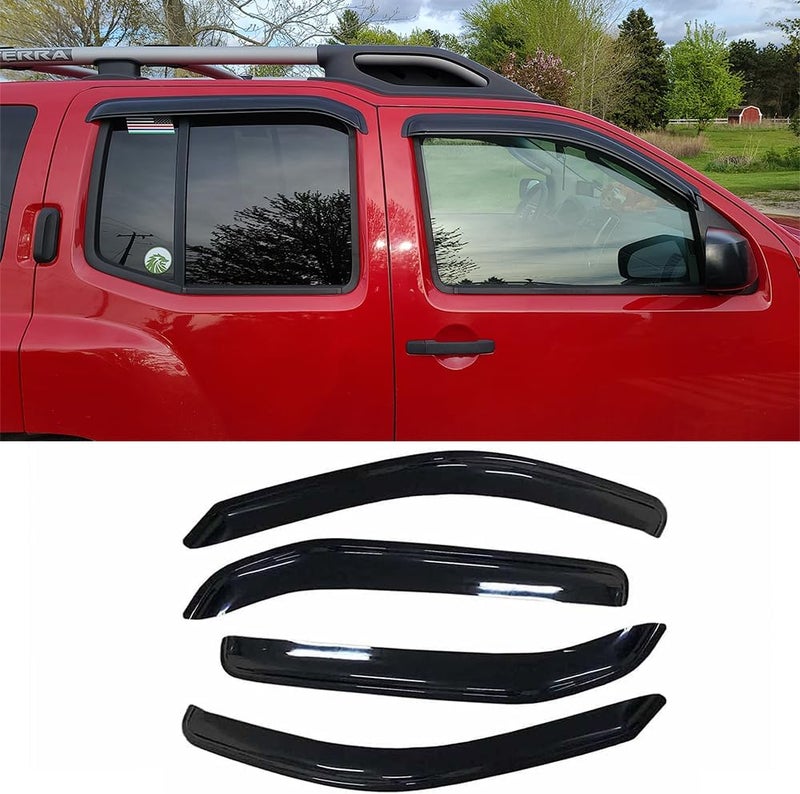 Kucaruce Sun Rain Guards Window Wind Deflector for 2005-2015 Nissan Xterra - 4pcs Dark Smoke Vent Visor - Image 1