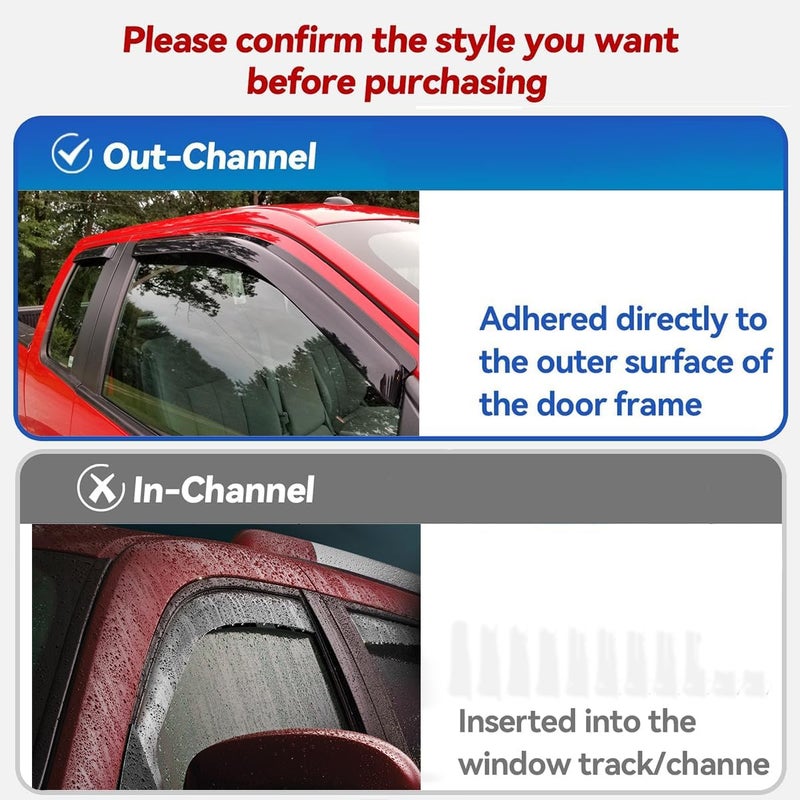 Kucaruce Sun Rain Guards Window Wind Deflector for 2005-2015 Nissan Xterra - 4pcs Dark Smoke Vent Visor - Image 3