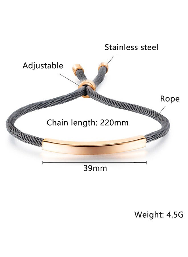 GUSGU 2PCS Matching Couples Bracelets Set Stainless Steel, Adjustable Bracelets Handmade Rope String Bangle Relationship Gifts for Boyfriend and Girlfriend Couples Lover - Image 2