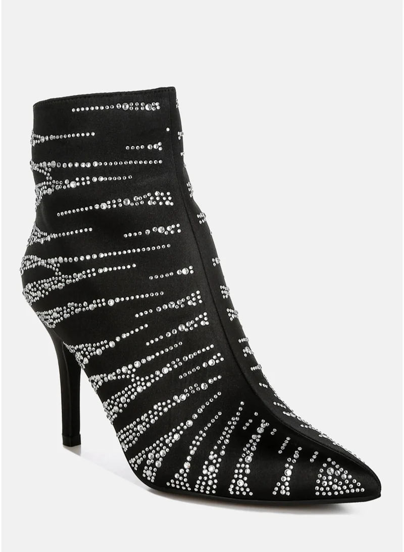 London Rag  London Rag Women's Satin Rhinestone Ankle Party Boots in Black for Women | Best Price UAE