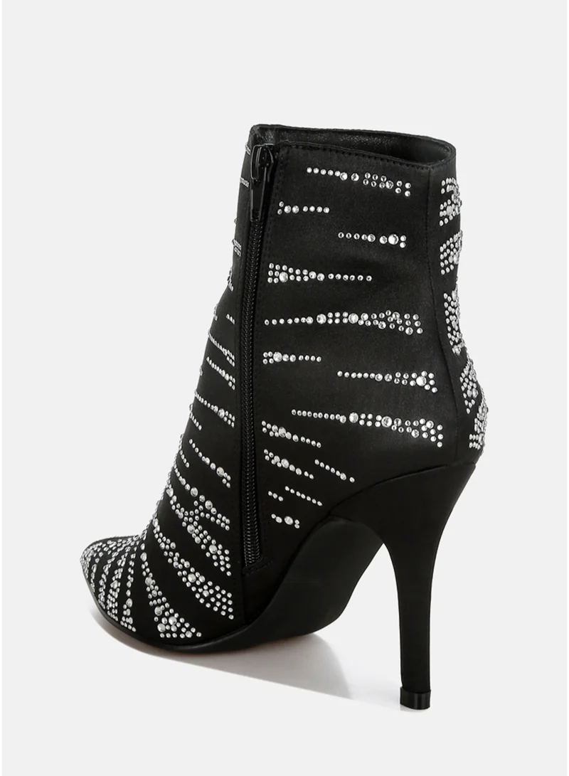 London Rag  London Rag Women's Satin Rhinestone Ankle Party Boots in Black for Women | Best Price UAE