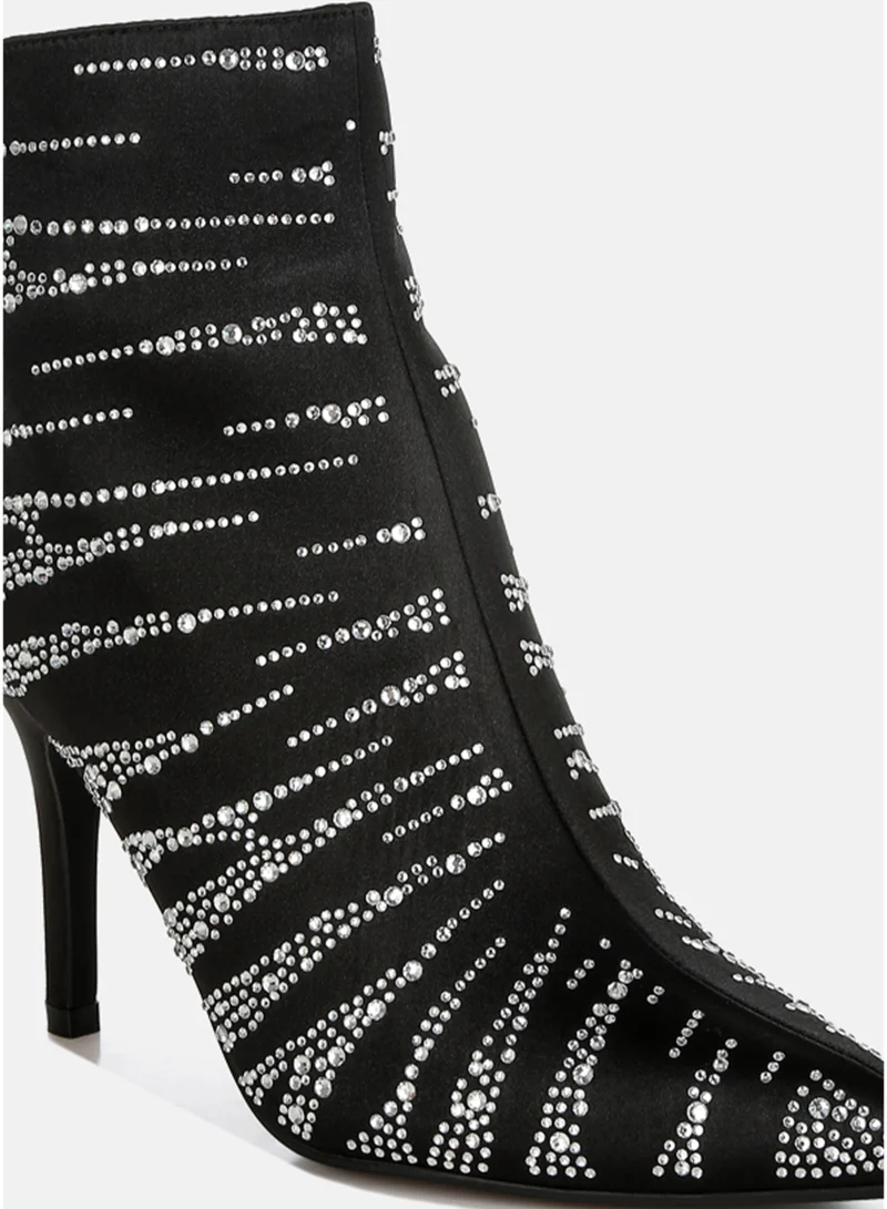 London Rag  London Rag Women's Satin Rhinestone Ankle Party Boots in Black for Women | Best Price UAE