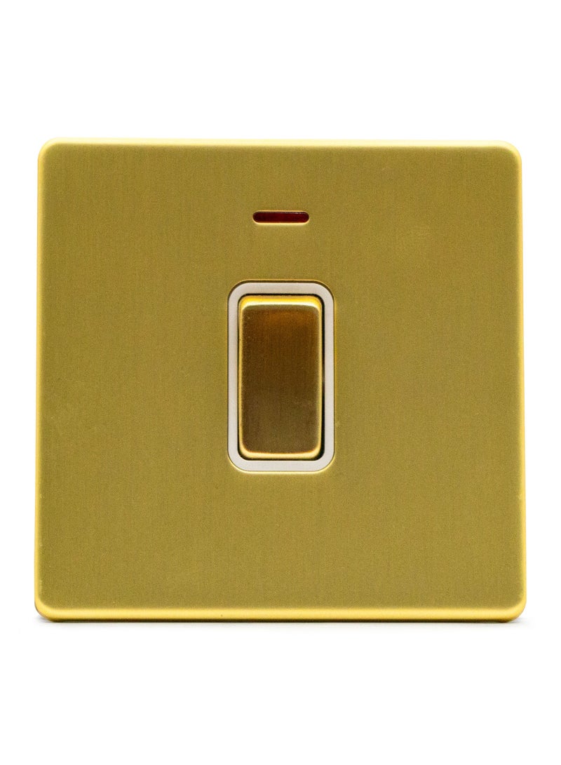 ADMORE Modern Single Light Switch with LED Indicator, Square Gold Brushed Metal Faceplate - Image 1