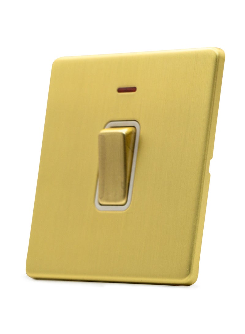 ADMORE Modern Single Light Switch with LED Indicator, Square Gold Brushed Metal Faceplate - Image 2