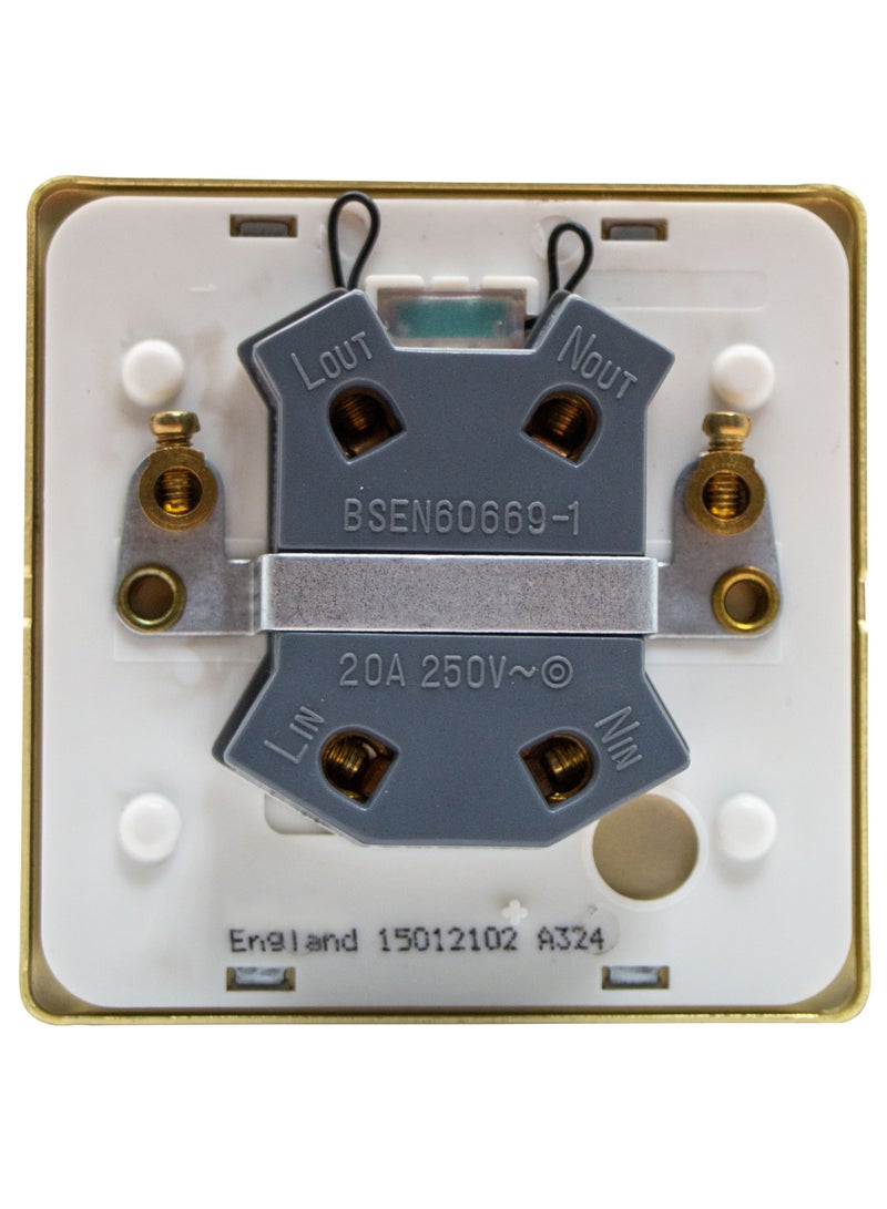 ADMORE Modern Single Light Switch with LED Indicator, Square Gold Brushed Metal Faceplate - Image 3