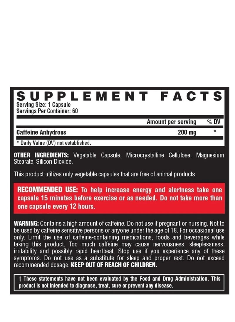 Nutrex Research Caffeine 200 Fast Acting Energy 60 Liquid Capsules  - Image 2