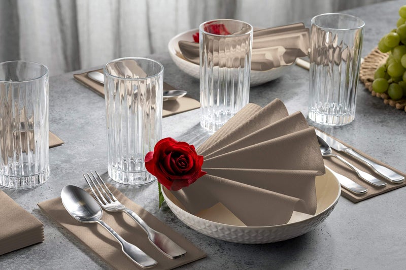BloominGoods 100 Linen-Feel Colored Paper Napkins - Decorative Cloth-Like Beige Dinner Napkins - Soft And Absorbent. For Kitchen, Party, Wedding, Bathroom Or Any Occasion. (Pack of 100) - Image 2