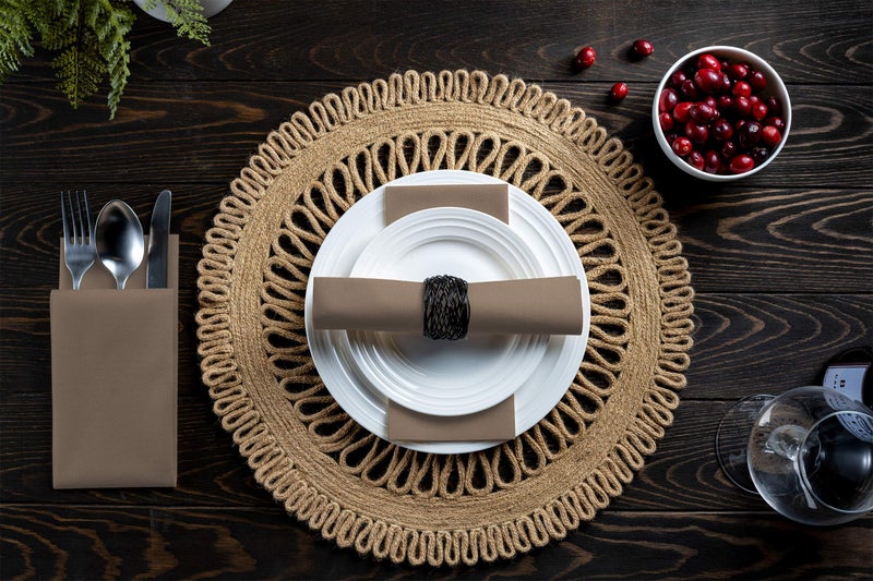 BloominGoods 100 Linen-Feel Colored Paper Napkins - Decorative Cloth-Like Beige Dinner Napkins - Soft And Absorbent. For Kitchen, Party, Wedding, Bathroom Or Any Occasion. (Pack of 100) - Image 4