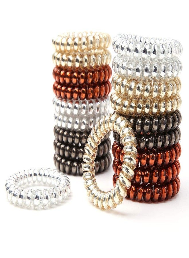 Honbon Hair Bands Elastics, No Crease Spiral Ties Hair Waterproof Phone Cord Hair Scrunchies Ponytail Hair Rubberband Hair Rope Hand Bracelet for Women Girls Telephone Wire 10pc - Image 1