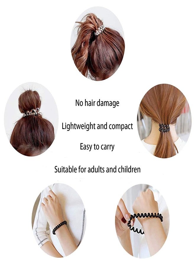 Honbon Hair Bands Elastics, No Crease Spiral Ties Hair Waterproof Phone Cord Hair Scrunchies Ponytail Hair Rubberband Hair Rope Hand Bracelet for Women Girls Telephone Wire 10pc - Image 3