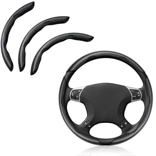 Pincuttee Carbon Fiber Steering Wheel Cover 3PC Universal Non Slip Steering Wheel Protector Matte Black - Image 1