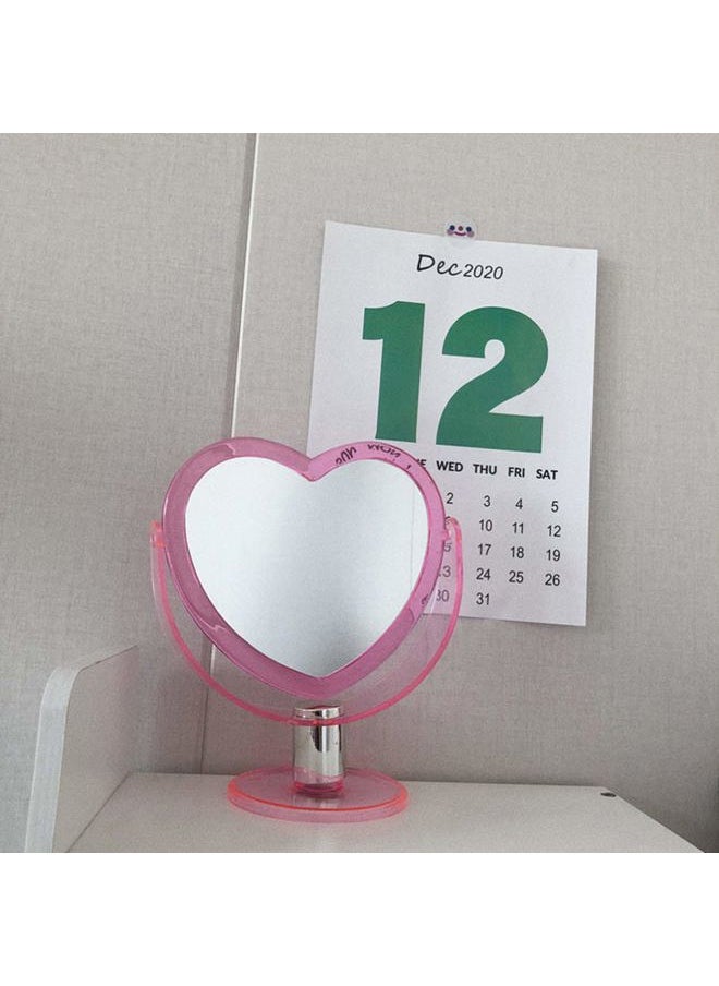 Beaupretty Bedroom Tabletop Mirror Love Heart Shaped Cosmetic Mirror Two Sided Makeup Mirror with Base Desktop Ornament for Women Ladies Pink  - Image 4