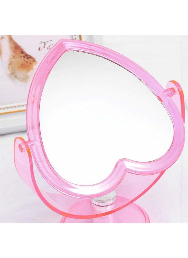 Beaupretty Bedroom Tabletop Mirror Love Heart Shaped Cosmetic Mirror Two Sided Makeup Mirror with Base Desktop Ornament for Women Ladies Pink  - Image 5