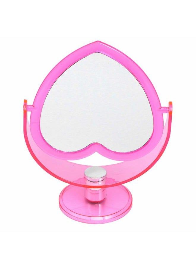 Beaupretty Bedroom Tabletop Mirror Love Heart Shaped Cosmetic Mirror Two Sided Makeup Mirror with Base Desktop Ornament for Women Ladies Pink  - Image 1