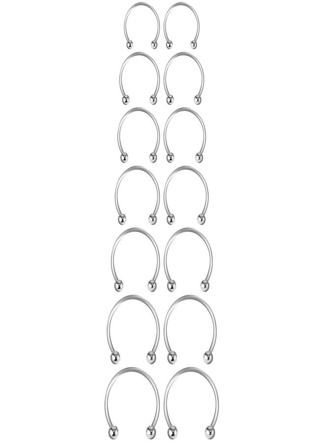 Yolev 14Pcs 16G Stainless Steel Septum Jewelry Silver Horse Shoe Nose Ring Piercing Jewelry 6/7/8/9/10/12/14mm Horseshoe Nose Ring for Women and Men - Image 1