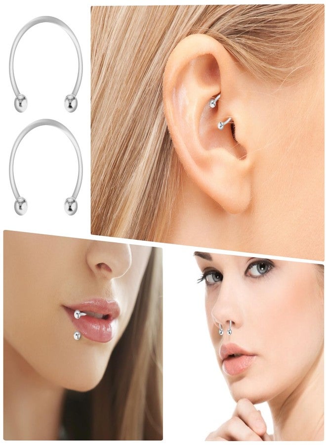 Yolev 14Pcs 16G Stainless Steel Septum Jewelry Silver Horse Shoe Nose Ring Piercing Jewelry 6/7/8/9/10/12/14mm Horseshoe Nose Ring for Women and Men - Image 3