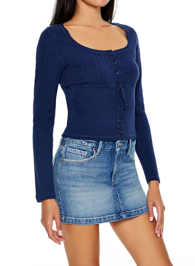 FOREVER 21 Metallic Cropped Sweater - Image 4