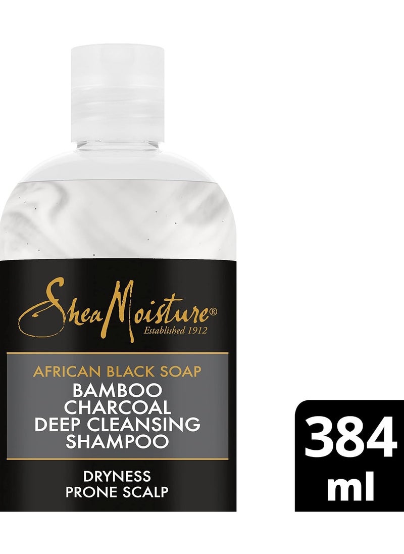 SheaMoister - SheaMoisture African Black Soap Bamboo Charcoal Deep Cleansing Shampoo with Tea Tree Oil and Willow Bark Extract to cleanse and soothe dry scalp, 11 oz - Image 1