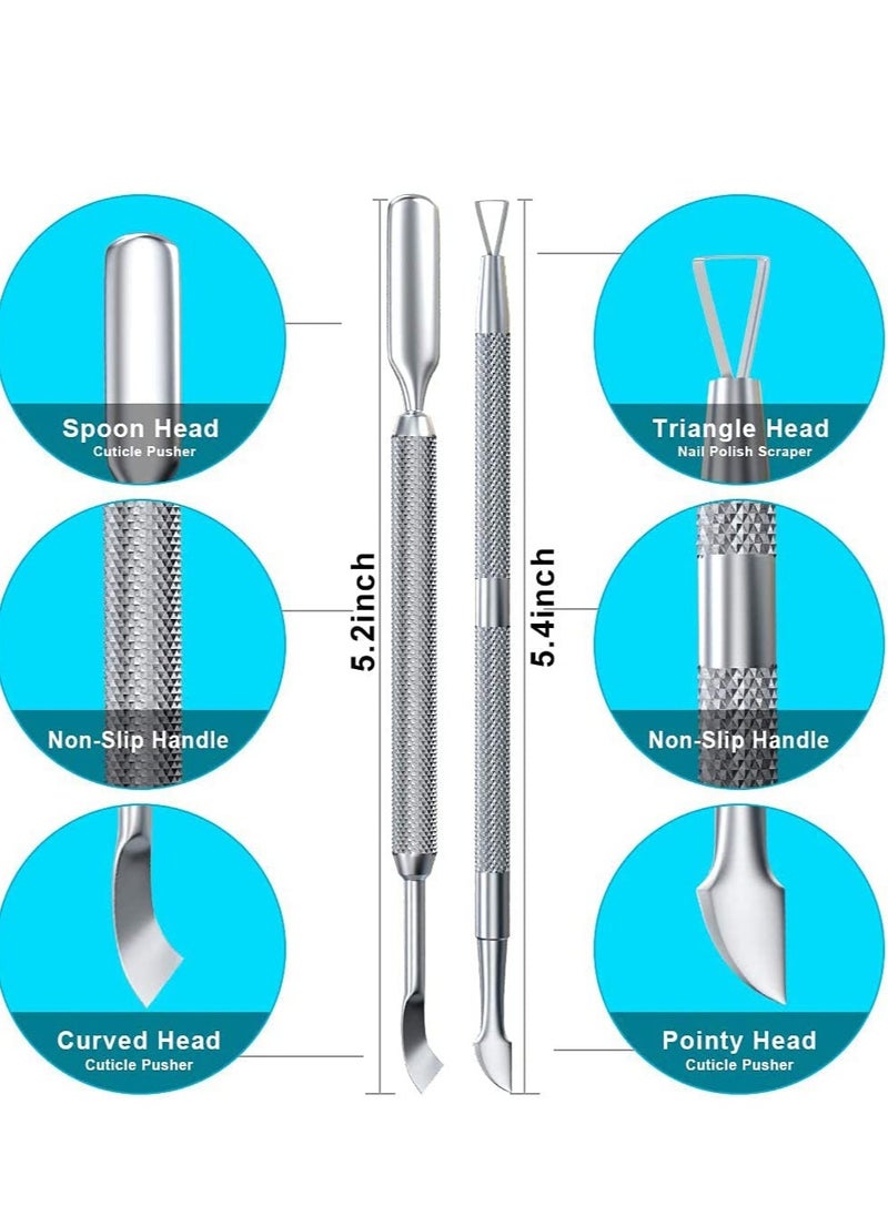 SYOSI Cuticle Pusher, Cuticle Trimmer Professional Stainless Steel, Nail Cuticle Remover Tools for Fingernails and Toenails, silver, Triangle Cuticle Pusher  - Image 2