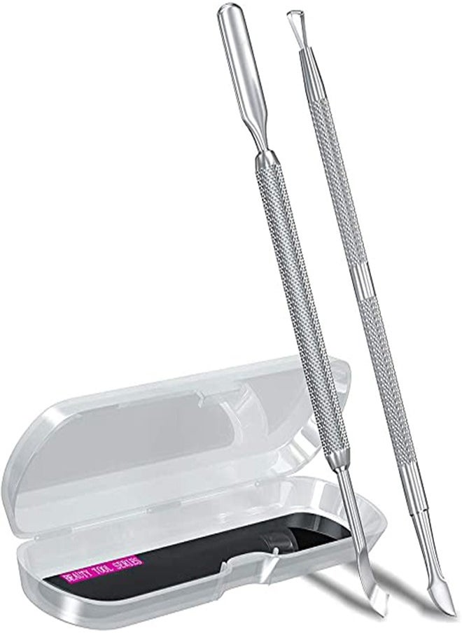 SYOSI Cuticle Pusher, Cuticle Trimmer Professional Stainless Steel, Nail Cuticle Remover Tools for Fingernails and Toenails, silver, Triangle Cuticle Pusher  - Image 1