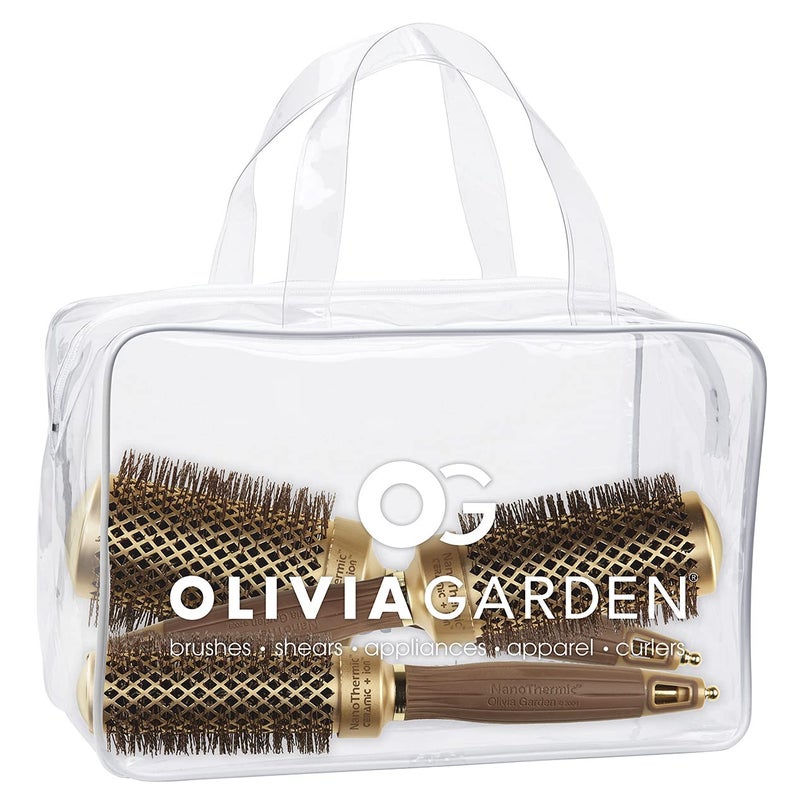 Olivia Garden فرشاة شعر حرارية دائرية من أوليفيا جاردن نانوثيرميك سيراميك + أيون - غير كهربائية - فرشاة احترافية لتجفيف الشعر العادي إلى السميك - 1" إلى 1 1/4" - قطر البرميل - NT-34، 44، 54 - Image 1