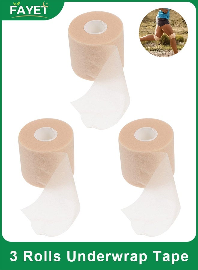 FAYET 3-Pack Athletic Pre-Wrap Underwrap Tape, Non-Adhesive Foam Wrap , Breathable Stretchy Easy Tear, Base Layer for Ankles Wrists Knees and Hair(2.75 in x 30 yds) - Image 1