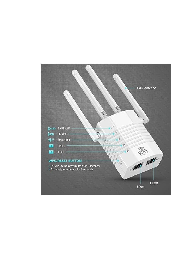 Excefore - WiFi Extender, 1200Mbps WiFi Range Extender Signal Booster, Coverage up to 12880sq.ft and 105 Devices, WiFi Booster and Internet Range Extender, Internet Repeater - Image 1