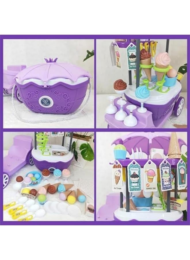 Mini Ice Cream Toys for Kids - 65 Piece ice Cream cart and Pretend Play Food Set for Toddlers,Preschool Toys for Child,ice Cream Truck Toy Set Scoop and Cone Maker for 3 Year Old Girls  Boys and Up - Image 5