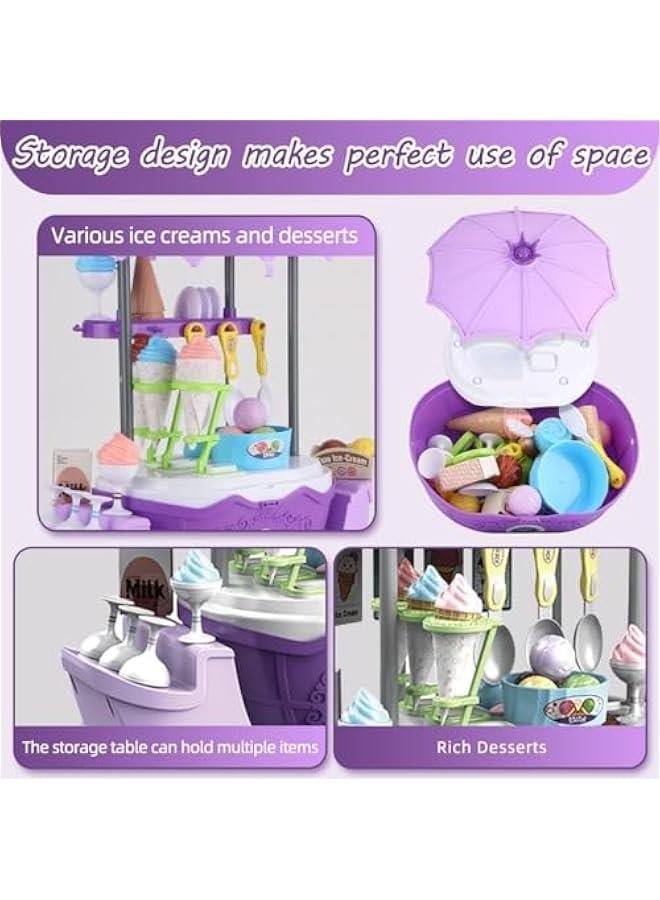 Mini Ice Cream Toys for Kids - 65 Piece ice Cream cart and Pretend Play Food Set for Toddlers,Preschool Toys for Child,ice Cream Truck Toy Set Scoop and Cone Maker for 3 Year Old Girls  Boys and Up - Image 3