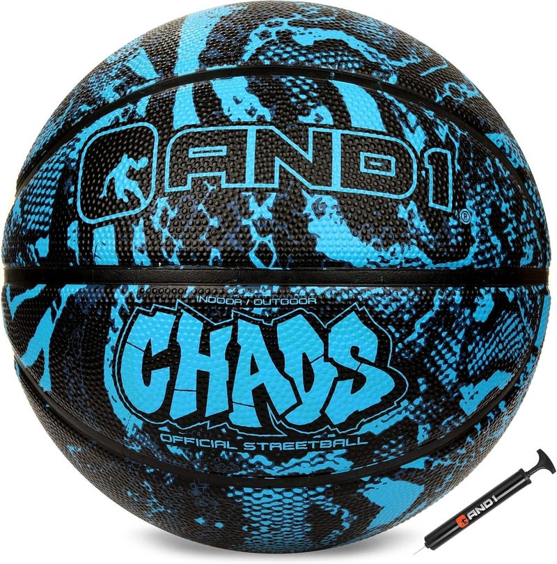 And1 Chaos Basketball: Official Regulation Size 7 (29.5 inches) Rubber - Deep Channel Construction Streetball, Made for Indoor Outdoor Basketball Games - Image 1