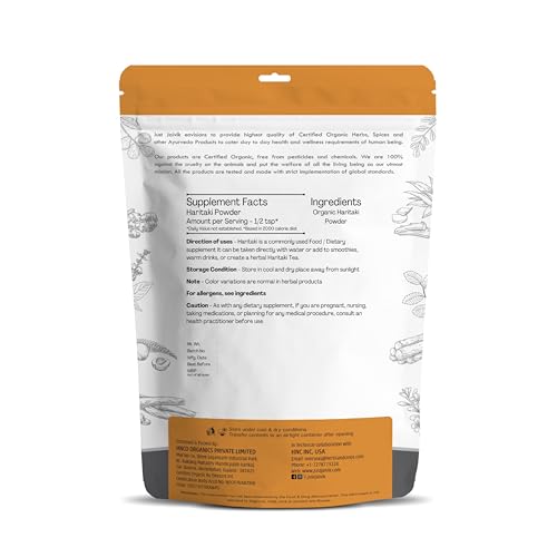 Just Jaivik Organic Haritaki Powder - Terminalia Chebula -227g / 0.5 LB - USDA Certified Organic - An Ayurvedic Herb for Detoxification & rejuvenation for Vata - Image 2
