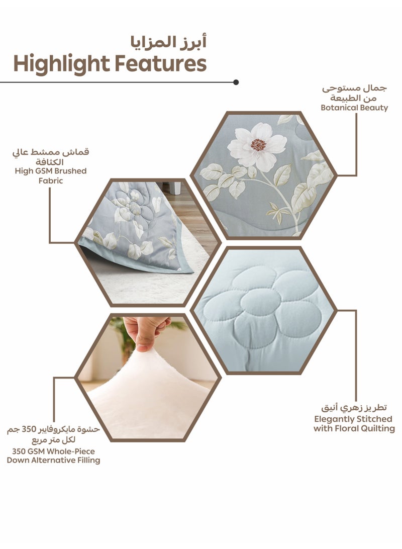 Doona Bedding Comforter Set, Fits 140x200 cm Single Size Bed – 4 Pcs Reversible Printed Design – 350 GSM All-Season Comforter – Premium Brushed Microfiber - Image 4