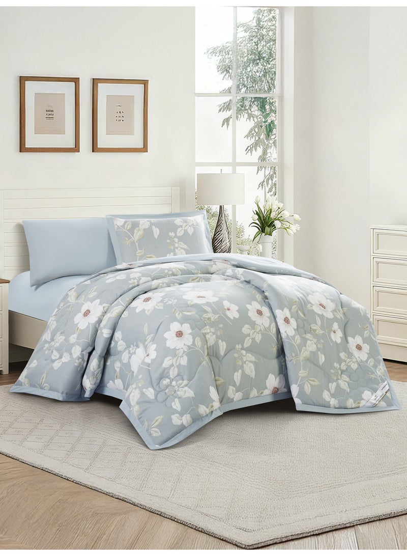 Doona Bedding Comforter Set, Fits 140x200 cm Single Size Bed – 4 Pcs Reversible Printed Design – 350 GSM All-Season Comforter – Premium Brushed Microfiber - Image 1