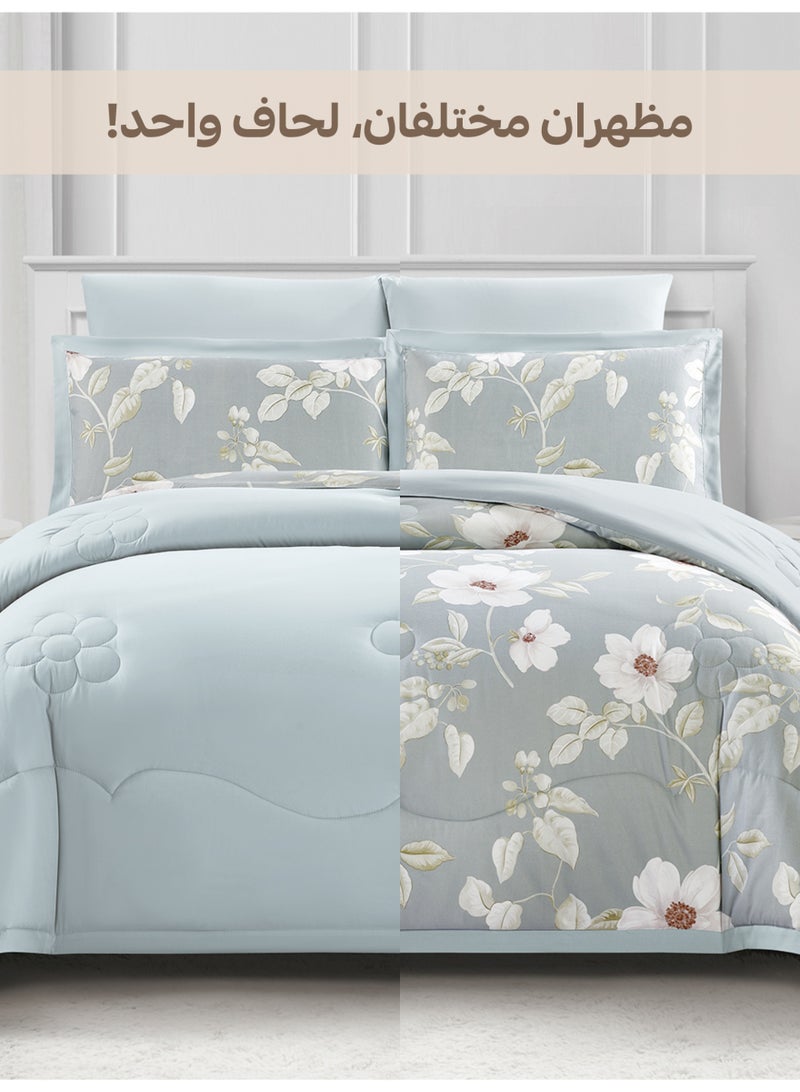 Doona Bedding Comforter Set, Fits 140x200 cm Single Size Bed – 4 Pcs Reversible Printed Design – 350 GSM All-Season Comforter – Premium Brushed Microfiber - Image 5