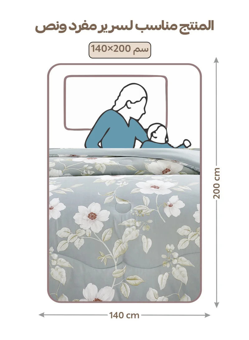 Doona Bedding Comforter Set, Fits 140x200 cm Single Size Bed – 4 Pcs Reversible Printed Design – 350 GSM All-Season Comforter – Premium Brushed Microfiber