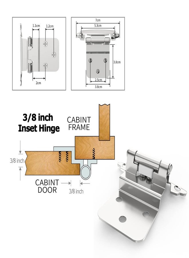 Chibery 3/8 Inch Inset Cabinet Hinges, 25 Pairs(50 Pack) Hinges for Kitchen Cabinets Self-Closing Decorative, for Variable Kitchen Cabinet Doors Satin Nickel, Satin Nickel - Image 4