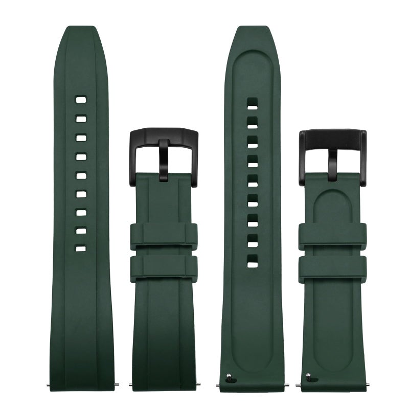 WOCCI 20mm Hevea Watch Band, FKM Rubber (Not Silicone), Quick Release Replacement Strap for Men, Black Buckle (Green) - Image 3