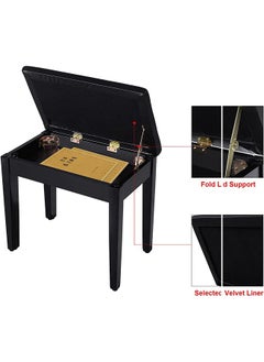 Garlo Piano Bench with Padded Cushion and Storage Compartment for Music Books, Vanity Stool, Tufted Wooden Seat, 53 x 34 x 47cm  - Image 5