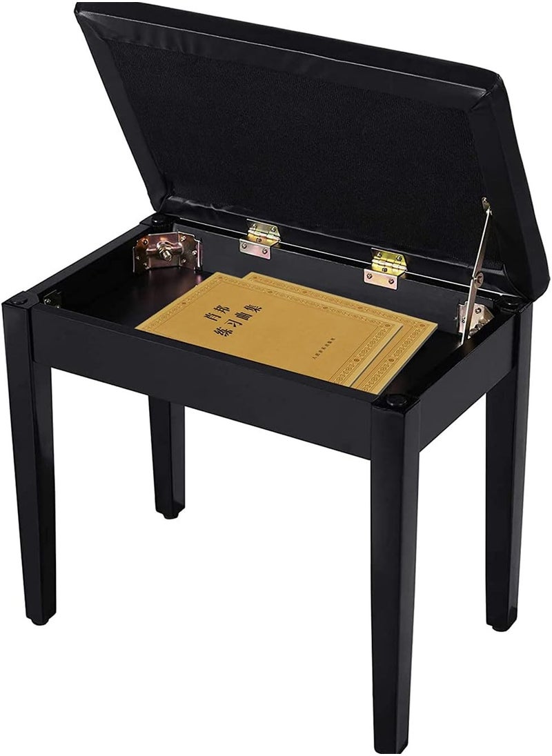 Garlo Piano Bench with Padded Cushion and Storage Compartment for Music Books, Vanity Stool, Tufted Wooden Seat, 53 x 34 x 47cm  - Image 4