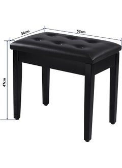 Garlo Piano Bench with Padded Cushion and Storage Compartment for Music Books, Vanity Stool, Tufted Wooden Seat, 53 x 34 x 47cm  - Image 2