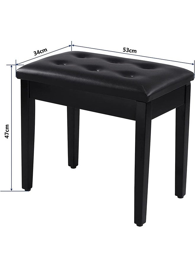 Garlo Piano Bench with Padded Cushion and Storage Compartment for Music Books, Vanity Stool, Tufted Wooden Seat, 53 x 34 x 47cm  - Image 2