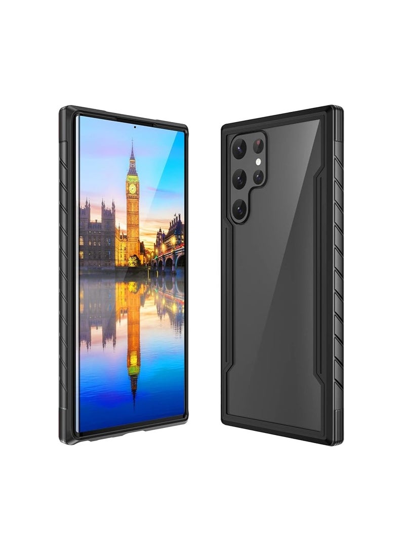عام علبة واضحة متوافقة مع Samsung Galaxy S23Ultra/ S23Plus/S23، مصممة لتحمل الصدمات بقوة مع حماية مزدوجة وفقاً للمعايير العسكرية، مصنوعة من البوليكربونات والألومنيوم للحماية القصوى. - Image 1