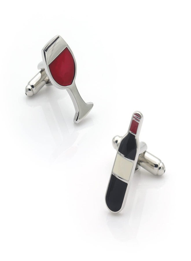 Vcufflinks Wine Bottle and Glass Cufflinks - Image 1