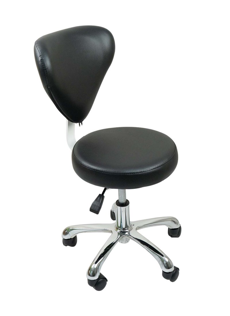 Meishida - Pully Stool with Backrest Hydraulic Swivel Office Chair Adjustable Drafting Chair Black - Image 1