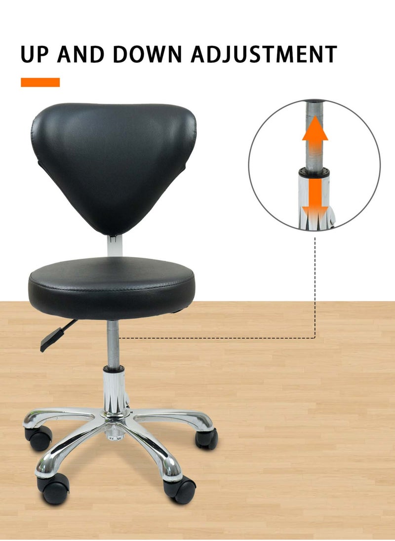 Meishida - Pully Stool with Backrest Hydraulic Swivel Office Chair Adjustable Drafting Chair Black - Image 1