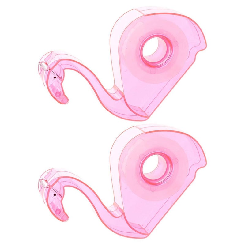 Yardwe 2pcs Pink Flamingo Cute Small Office Tape Dispenser with Built In Tape Desk Cutter Holder for Home and School Supplies - Image 2